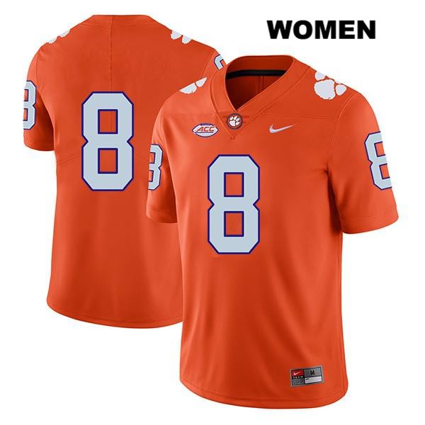 Women's Clemson Tigers #8 Justyn Ross Stitched Orange Legend Authentic Nike No Name NCAA College Football Jersey RHI6346KU